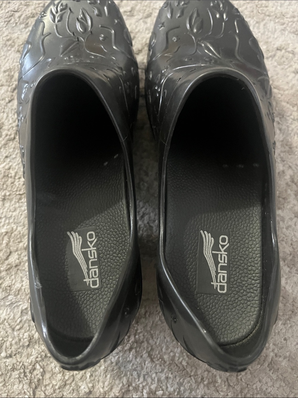Dansko Pixie EVA Molded Black Floral Embossed Professional Clog 39 - Picture 4 of 8